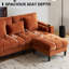 77.2" Wide Sectional Couches Sofas with Storage Chaise, 3 Seat Chenille Upholstered Sofa with Ottoman, Orange-1904473358