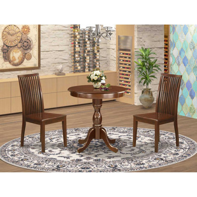 3-Piece Mahogany Finish Solid Wood Top - Dining Room Set - Seats 4