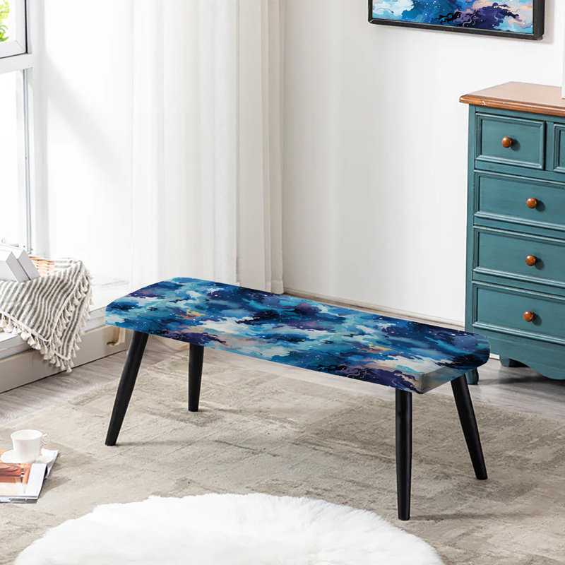 Aura céleste bleu camouflage - banc rembourré noir abstrait