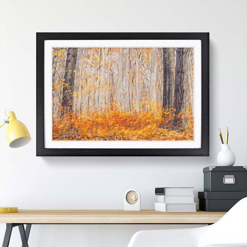 Orange Forest - Framed Print, 62cm H x 87cm W x 2cm D, Black Framed