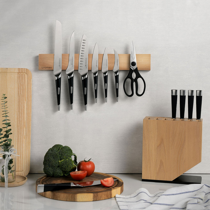 Porte-couteaux magnétique mural 16,5 po Linoroso, Hêtre