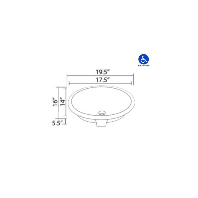 Lavabo de salle de bain ovale encastré en céramique avec trop-plein