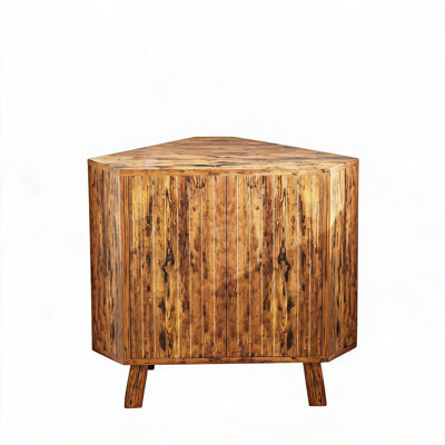 Armoire de rangement en coin Farmhouse avec tablette réglable, table de coin industrielle en bois à 3 niveaux avec portes, table de bout triangulaire pour le salon et la cuisine