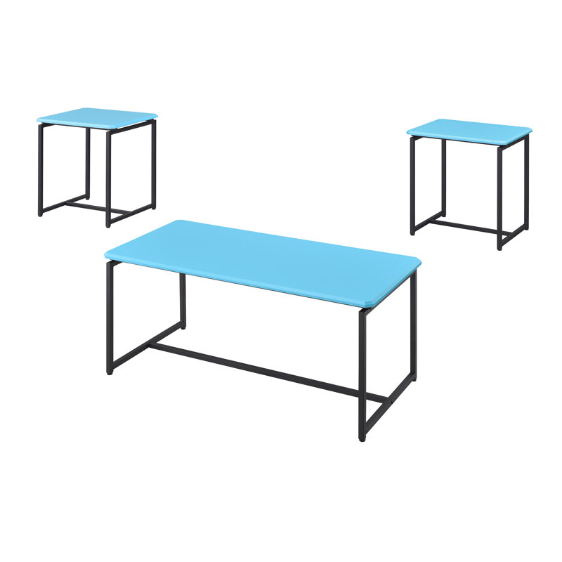 3 pièces, pieds réglables et plateau de table épais de 0,7 po d'épaisseur enveloppés de fibres de carbone bleues pour structure de bout de café enveloppant la stabilité