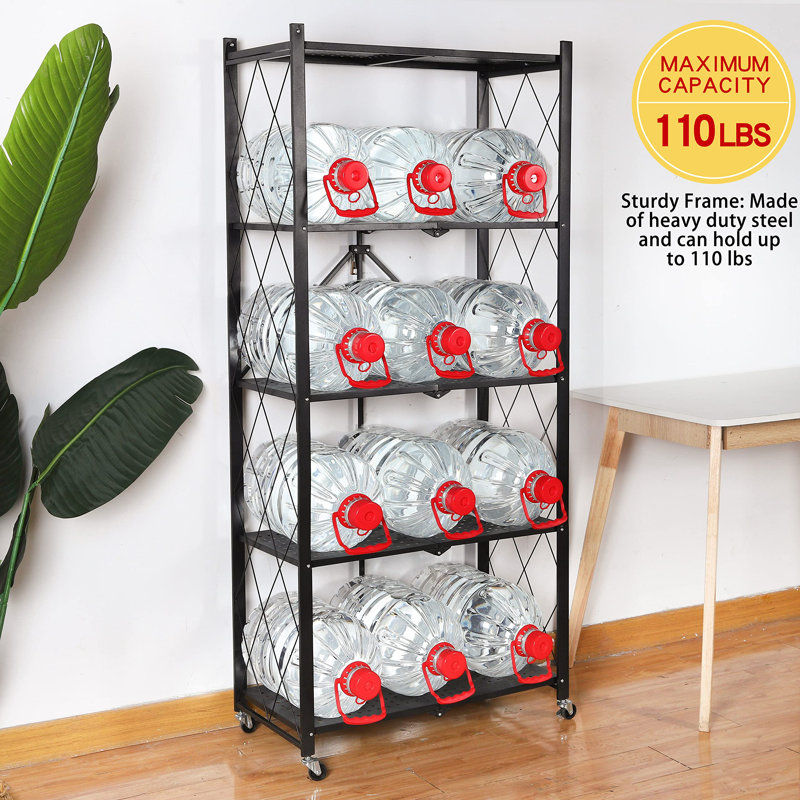 Aleandra 27.95'' W Steel Shelving Unit with Wheels, White