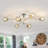 Modern Semi Flush Mount Ceiling Light Fixture 6-Light Sputnik Chandelier With Glass Globe Mid Century Lighting For Dining Room Kitchen Bedroom Living Room Farmhouse-1922002770