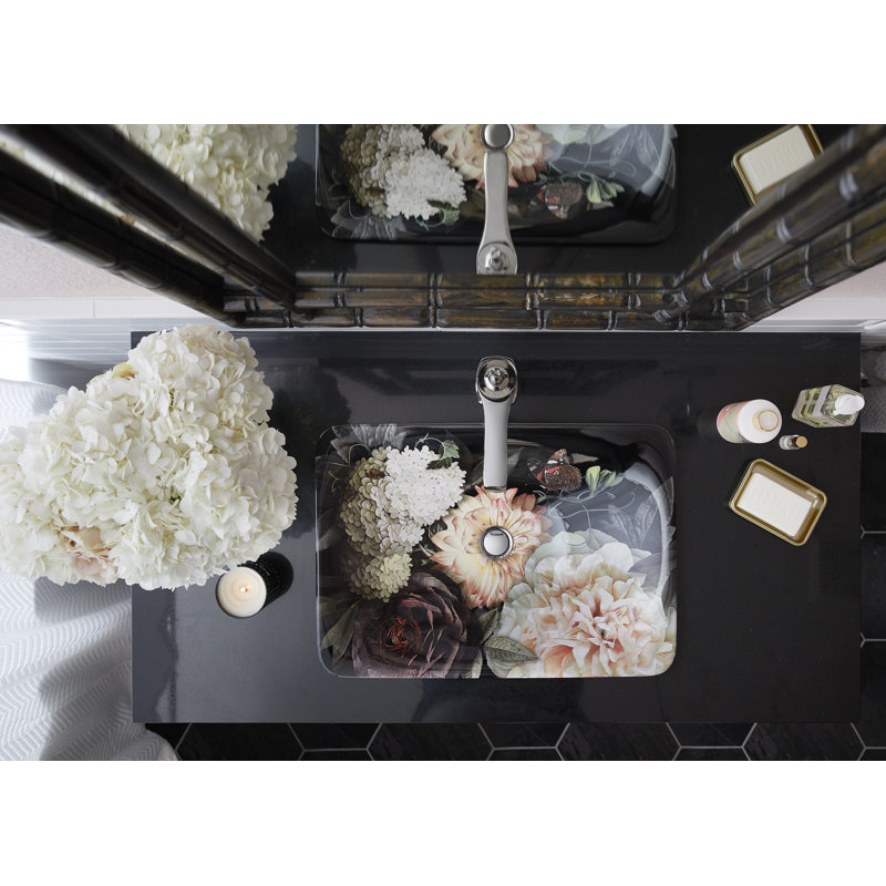 Dutchmaster Blush Floral Carillon Artist Editions Rectangle Wading Pool Bathroom Sink