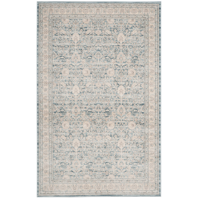 Tapis oriental bleu / gris Ottley, Rectangle 4 pi x 6 pi