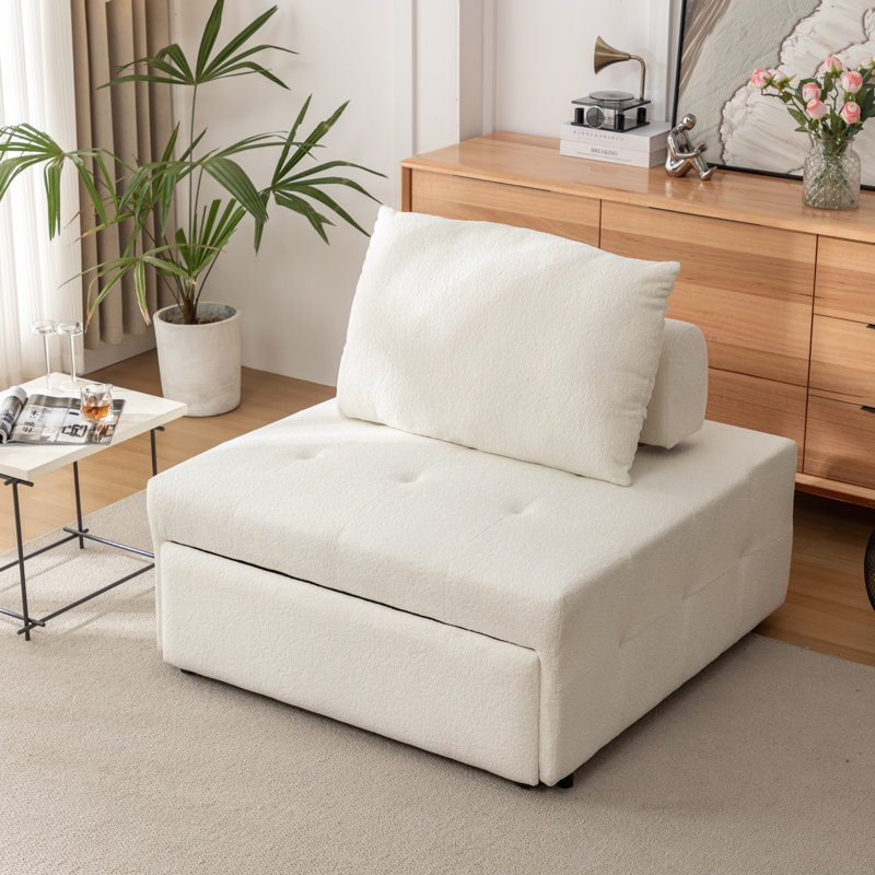 Canapé-lit rembourré convertible de 39 po Marnee, Polyester beige