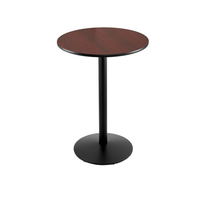 Bar Height Pedestal Table, Black, 24" L x 24" W, Brown