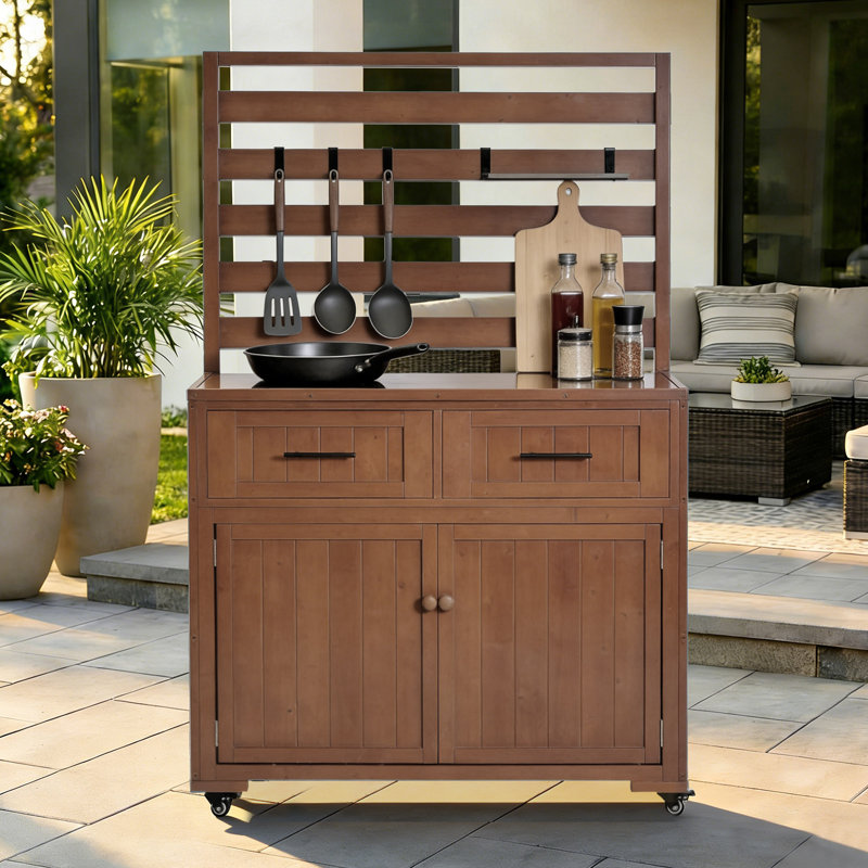 Îlot de cuisine 64,9 po H, Brun