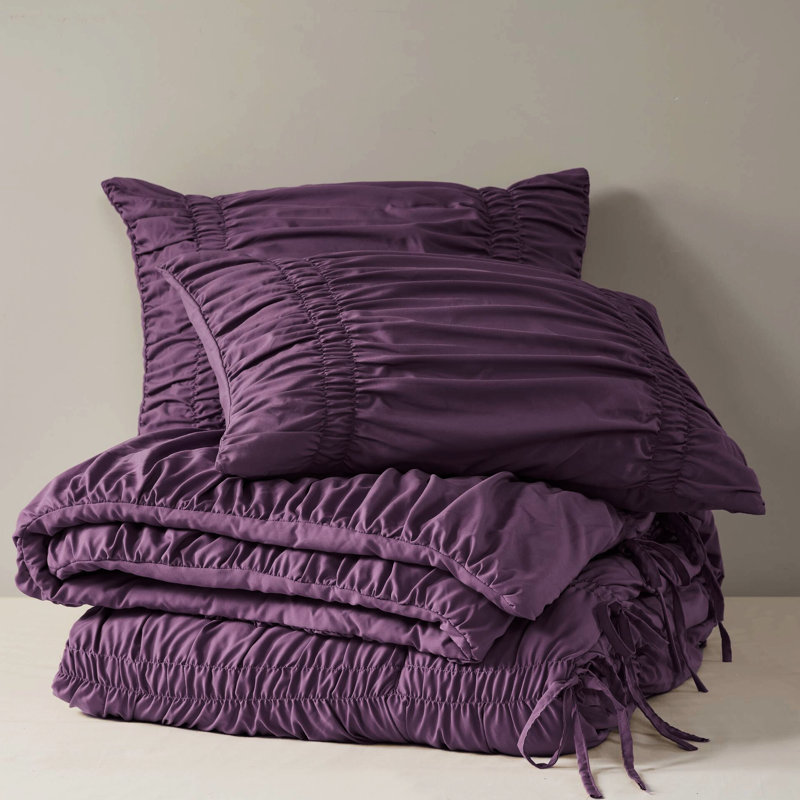 Édredon simple / simple TG de couleur mauve, avec détails et attaches, microfibre moelleuse pour se blottir toute l'année, mauve standard 100 2 pièces, avec design, chaleur semblable au nuage,
