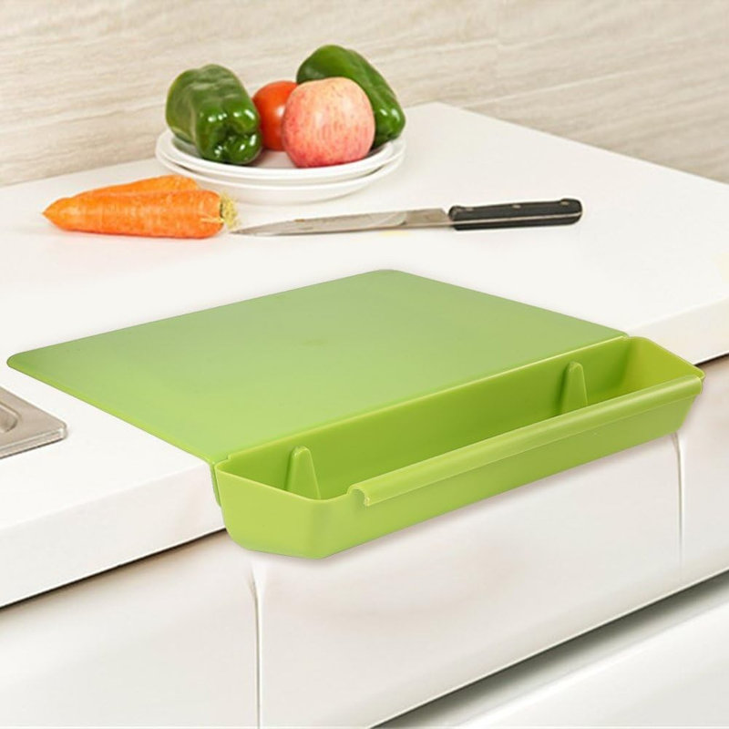 tout-en-1 pliable avec panier de rangement Planche à découper deux en un, Green