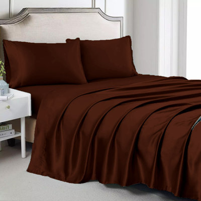  Ensemble de draps en satin de luxe et soyeux 4 pièces Rose Collection - 6 couleurs