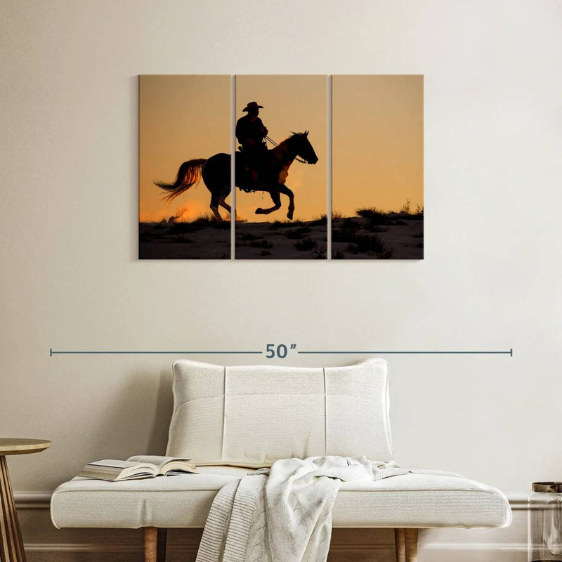 Lelar Cowboy On Horse, 24" H x 38" W