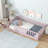 Twinkle Modern Floor Bed Set With Door, Rubber Wood And Safety Guardrails-115630473-115630468