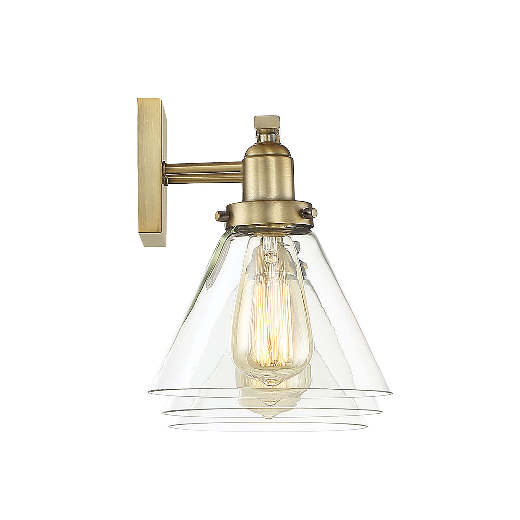 Catalina 4 Light Transparent Dimmable Bath Sconce, Warm Brass