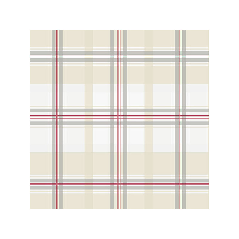Papier peint écossais 32,7 pi x 20,5 po Surrey, Rouge / beige / gris