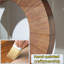 Coiffeuse moderne en bois 53,2 pouces, base ronde en bois