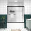 Pare-baignoire double coulissant avec cadre en aluminium, verre trempé de 1/4 po (6 mm), quincaillerie noire, conception de poignée, porte de salle de bain facile à installer de 56 à 60 po x 58 po avec cadre en aluminium épaissi, poignée en acier inoxydable