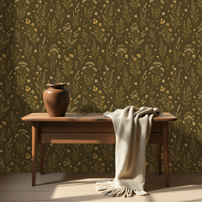 Papier auto-adhésif auto-adhésif et amovible à motif de fleurs sauvages florales rétro 24 po x 118 po (60 x 300 cm)