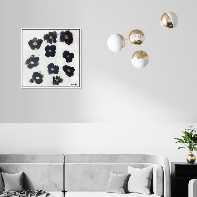 Coco's Gold Camellias - Graphic Art, White Framed, 20" H x 20" W, No Mat