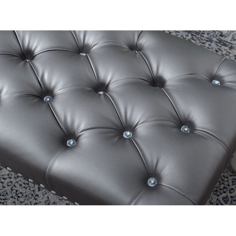 Banc capitonné en tissu avec garniture cloutée Decor Maxem