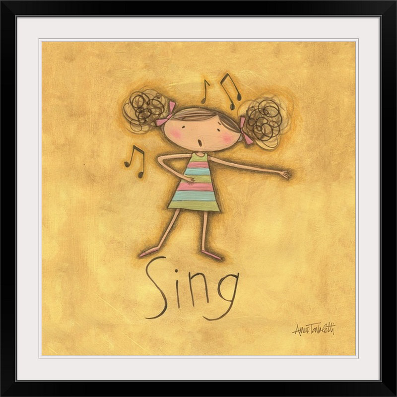 «Sing» Shavano, reproduction d'art, Cadre noir, H 20" x l 20" x P 1"