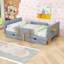 Lit plateforme avec tiroirs de rangement, garde-corps, tablette et crochets-1414244707-1414244701