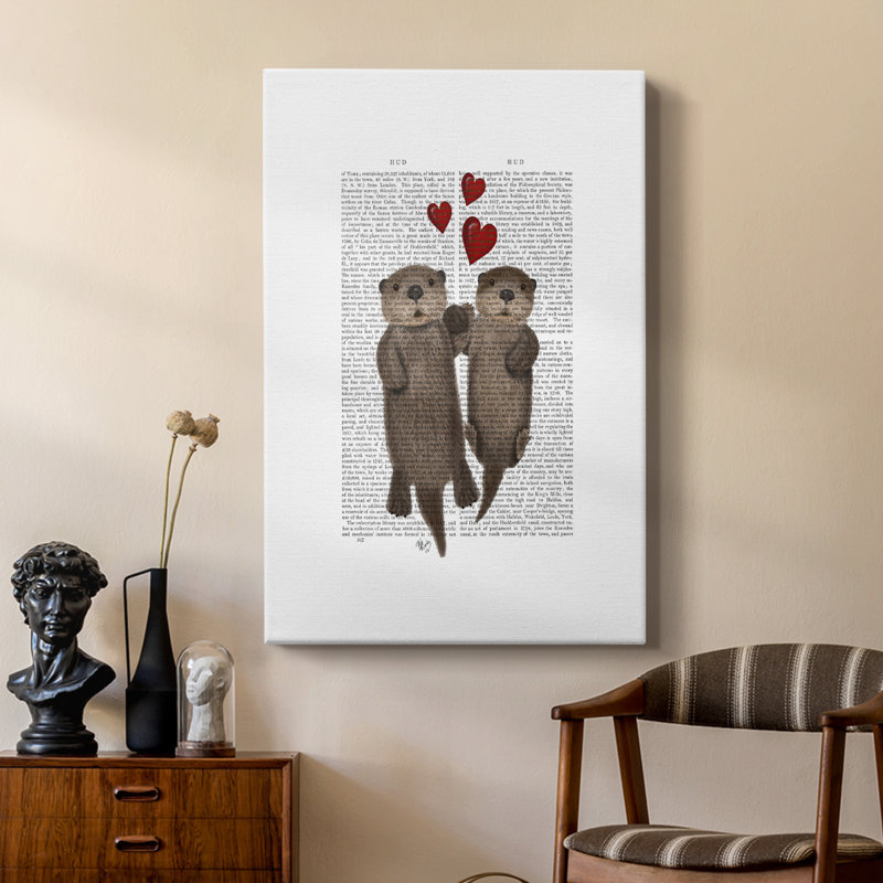 Otters Holding Hands -Custom Wrapped Gallery Cavas