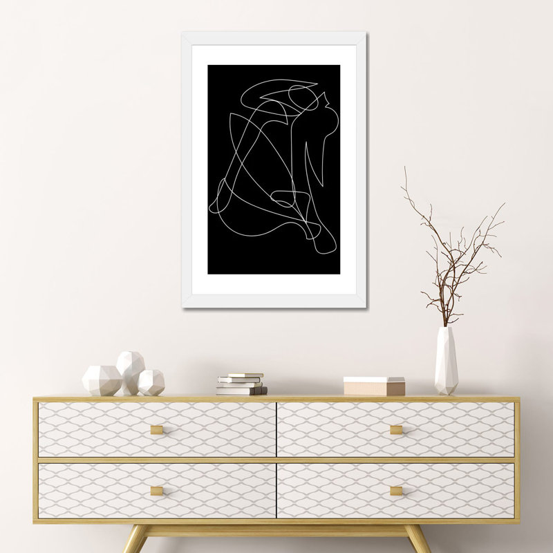 Silhouette déconstruite par Mambo art studio-impression, Blanc, H 24 po x l 16 po x P 1 po, Papier encadré blanc