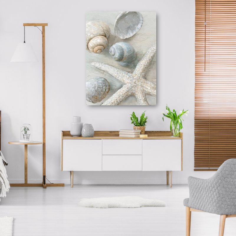 Coastal Treasures Seashells and Starfish Canvas Art Print