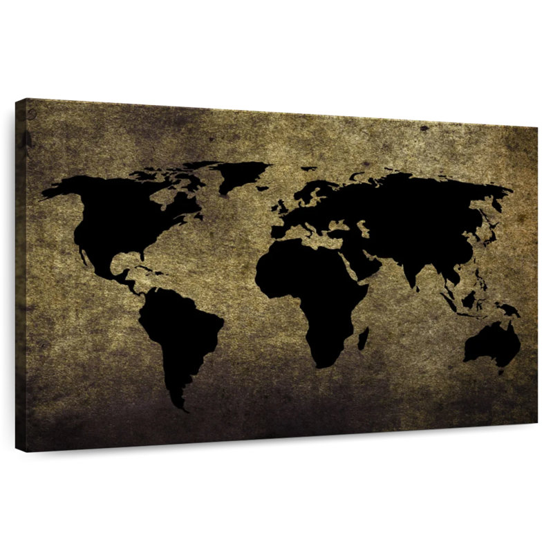 Carte du monde noir Aliaz, H 16 po x l 24 po