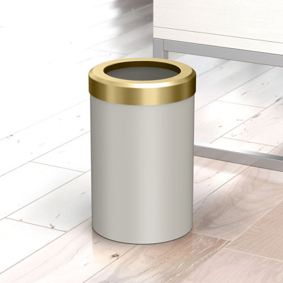 Latitude II Round Stainless Steel 2.9 Gallon Waste Basket | Open Top Trash Can With Removable Lid and Padded Base
