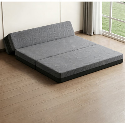 5-in-1 Convertible Sleeper Sofa Bed, 4" /6"quad-fold Foldable Floor Mattress,folding Memory Foam Futon Mattress For Apartment Dorm Guest Room Camping Rv, Dark Grey