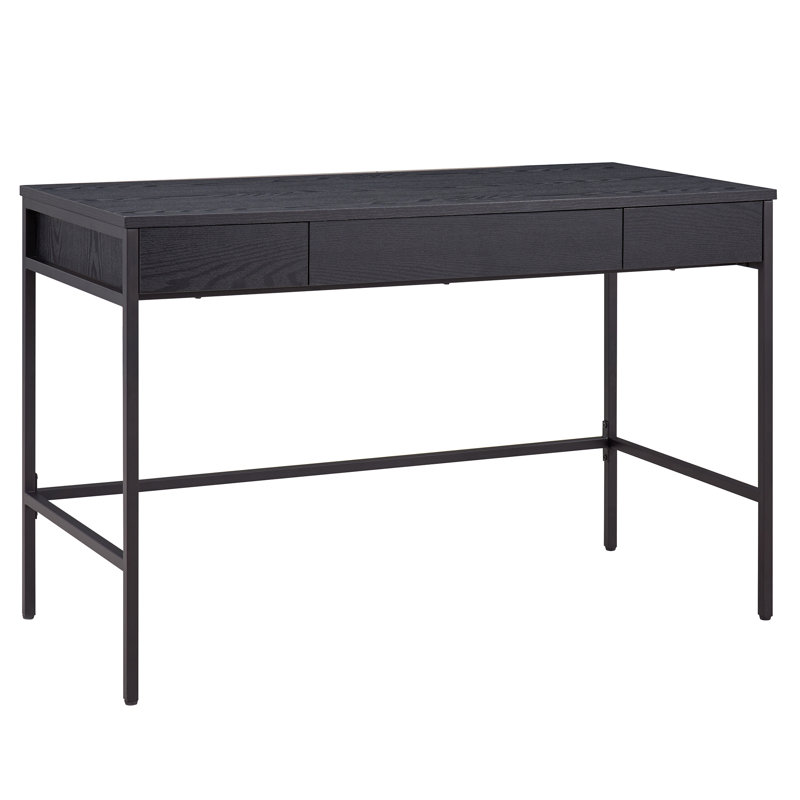 47.75'' W Mid-Century 3-Drawer Writing Desk, Black