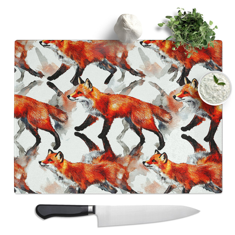 Fox Pattern Vol.1  Glass Chopping Board