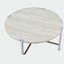 Table basse ronde avec cadre en métal, chêne blanc et chrome