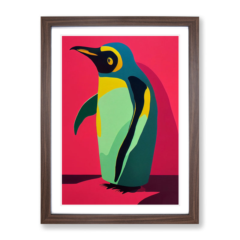 Penguin Abstract No.8 - Wall Art, 34cm H x 25cm W, Walnut Frame