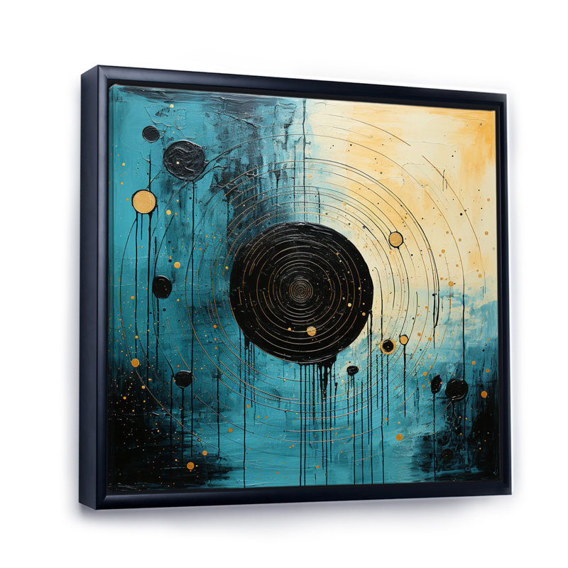 «Blue Minimalisme Horizon I» sur toile, H 30 po x l 30 po x P 1 po, Cadre flottant noir