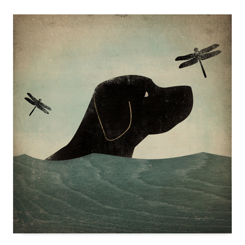 « black dog nage », reproduction d’impression sur toile tendue, H 24 po x l 24 po x P 2 po
