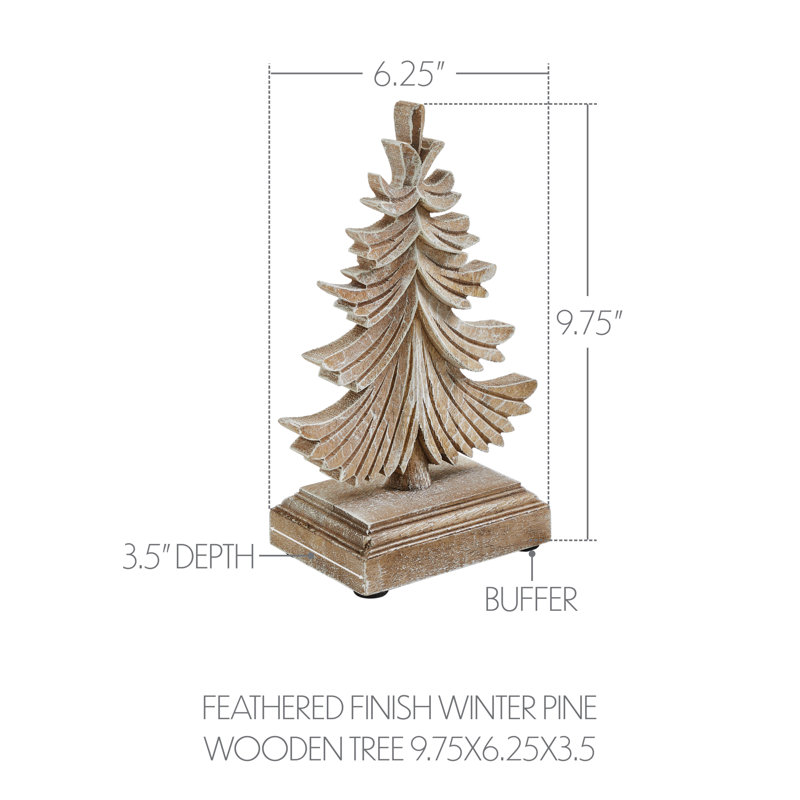 Arbre en bois à plumes au fini hiver 9,75 x 6,25 x 3,5