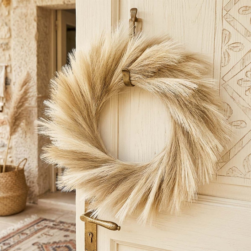 Couronne de pampas 22 pouces Farmhouse, Brun / Beige