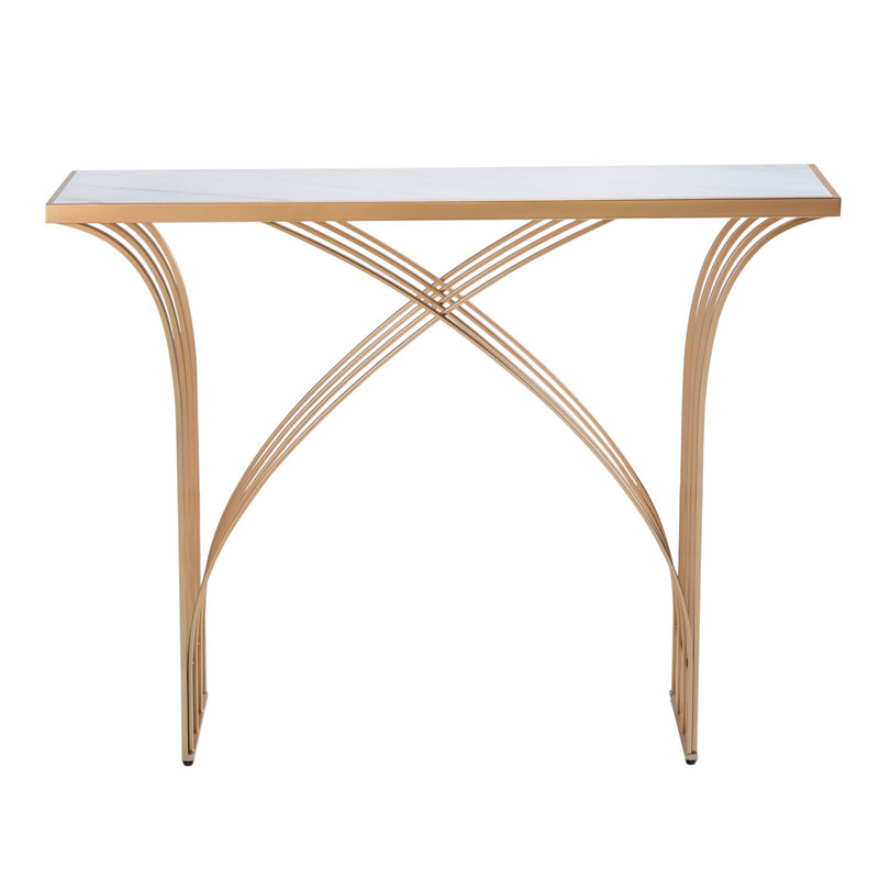 Seraphine Console - Golden - White Marble Top