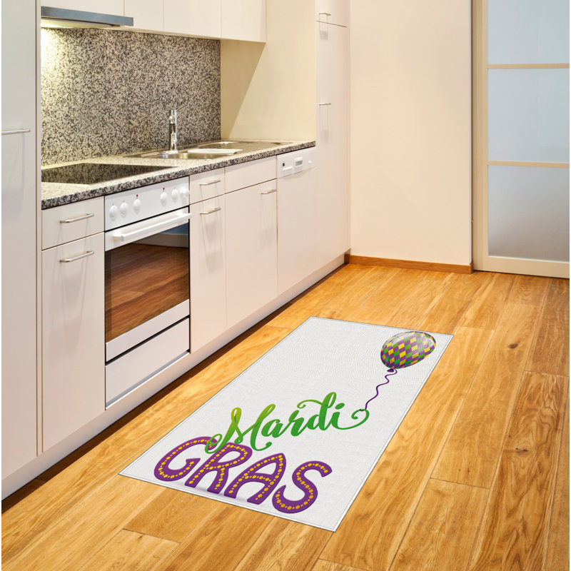 Mardi Gras High Density Long Fiber Poly Threads Decorative Area Rug Carpet, Rectangle 2'7" x 5'