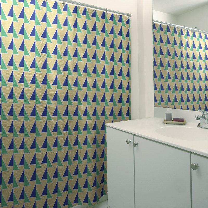 Rideau de douche à flèches décalées, Bleu / Jaune / Vert