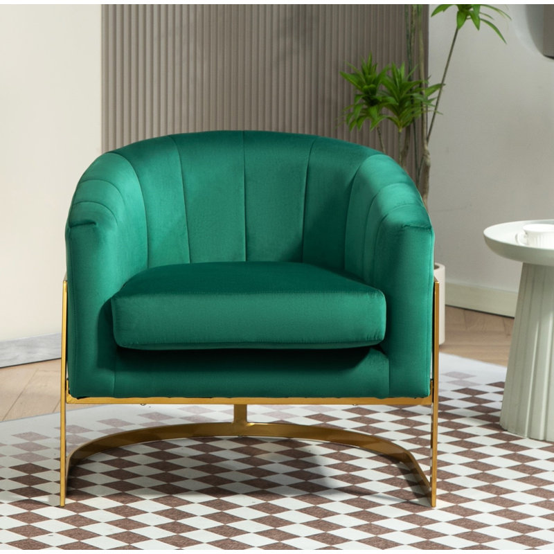 Fauteuil en velours doré, Vert
