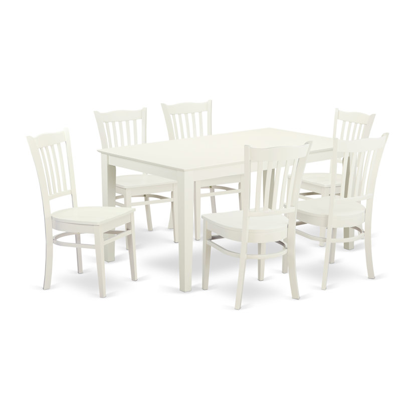 Alingtons Four Leg Dining Set, 7 Pieces: Table, 6 Chairs, Off White