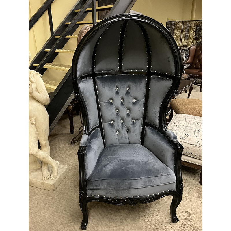 Keavie Upholstered Accent Chair, Black, Gray Polyester