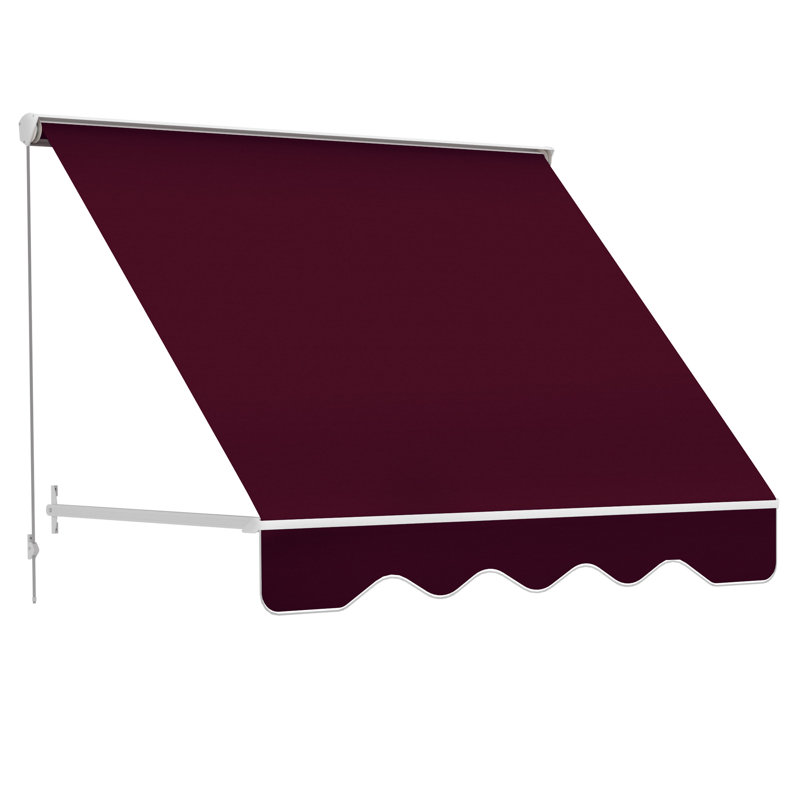 Arlmont & Co. 71'' W x 86.5'' D Polyester Cover Retractable Door / Window Awning, Red